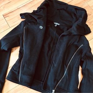 Express moto crop jacket coat thick cotton black cozy warm preppy goth b…